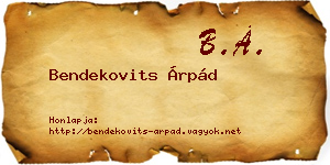 Bendekovits Árpád névjegykártya