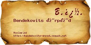 Bendekovits Árpád névjegykártya