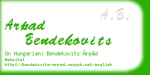 arpad bendekovits business card